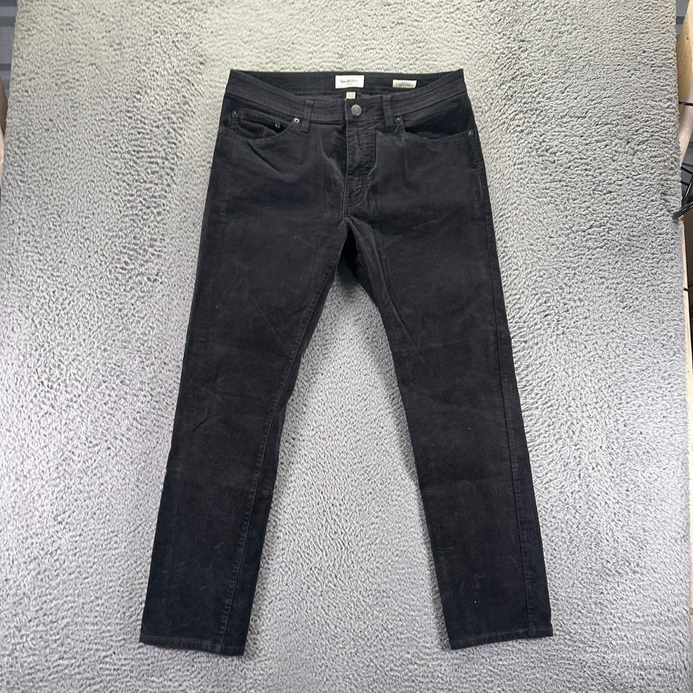 Goodfellow Pant Men 36x30 Black Cotton Corduroy Chino Straight Leg Slim Business